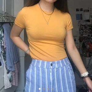 SOLD mustard yellow fitted crewneck baby tee